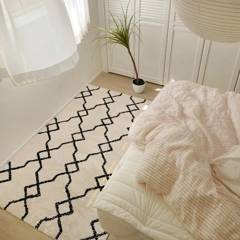 Rynx Living Room Rug Home Decor Minimalist Rug Bedroom Nightstand Lounge Floor Mat Soft Fluffy High Pile Large Rugs