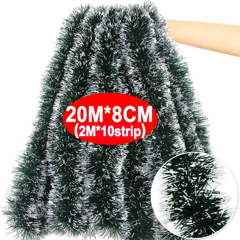Rynx | Christmas Green Rattan Ribbon Garland DIY Xmas Tree Ornaments Green Rattan Ribbon Wreath Hanging Pendant Home Party Decoration