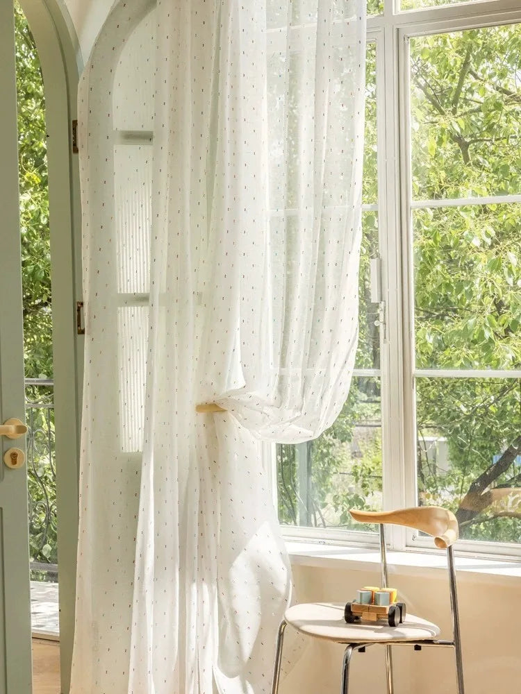 Rynx | Trendy simple gauze curtains bedroom curtain transparent tulle curtains colorful cartoon princess children's room curtain cotton