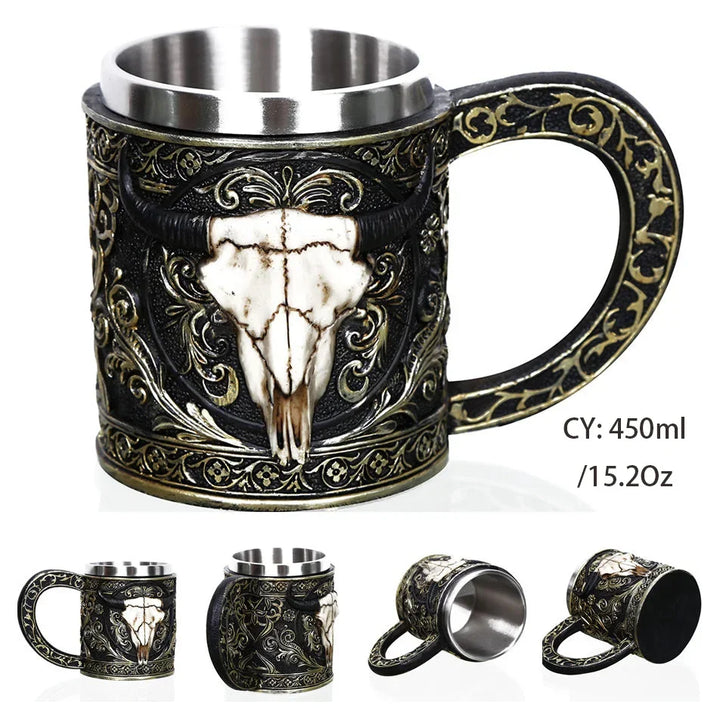 Lisslune | Medieval Dragon Resin Stainless Steel Mug as Coffee Mug or Tea Mug