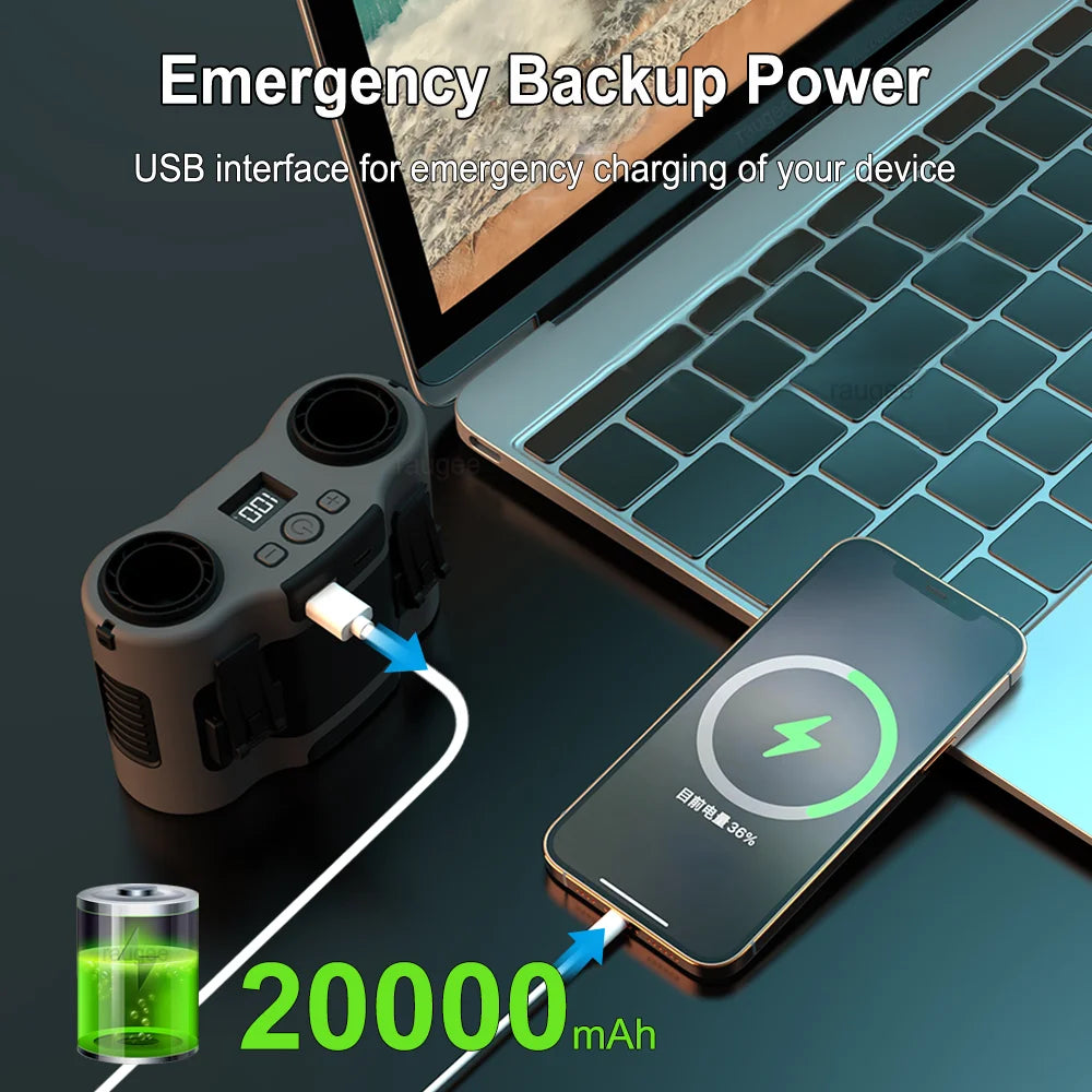 Lisslune | Portable Waist Clip Fan with Dual Air Outlets & 20,000mAh Battery – BreezeMate