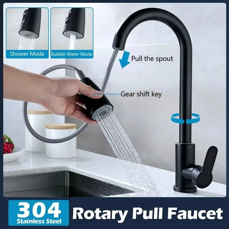 Lisslune | Kitchen faucet with pull-out spout – Brushed Nickel
