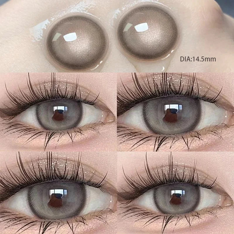 Lisslune | 1 Pair Natural Contact Lenses for Eyes High Quality Annually with Diopters Myopia Eye Beauty Pupil Cosmetics
