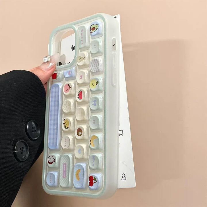 Lisslune | Kreatives süßes Obst Tieretui kompatibel für iPhone 11 13 15 16 14 12 Pro Max 15 16 13 12 Pro 3D Tastatur weiche Hülle