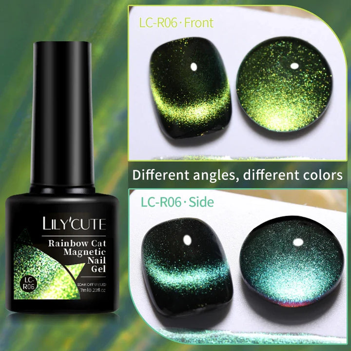 Rynx |7ML Snowlight Cat Magnetic Gel Nail Polish Grow-In-Dark Reflection Glitter Laser Semi-Permanent Soak Off UV Gel Nail Polish