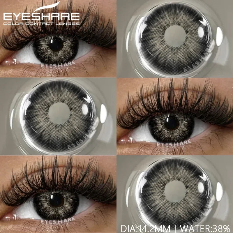 Rynx | 1 pair of contact lenses with prescription in natural color, myopic lenses, green contact lenses, fashionable brown lenses, gray pupils