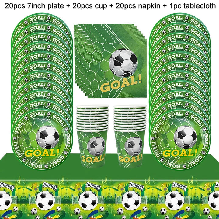 Rynx Football Party Disposable Tableware Paper Plates Cups Napkins Tablecloth Kids Boys Football Birthday Party Decor Supplies