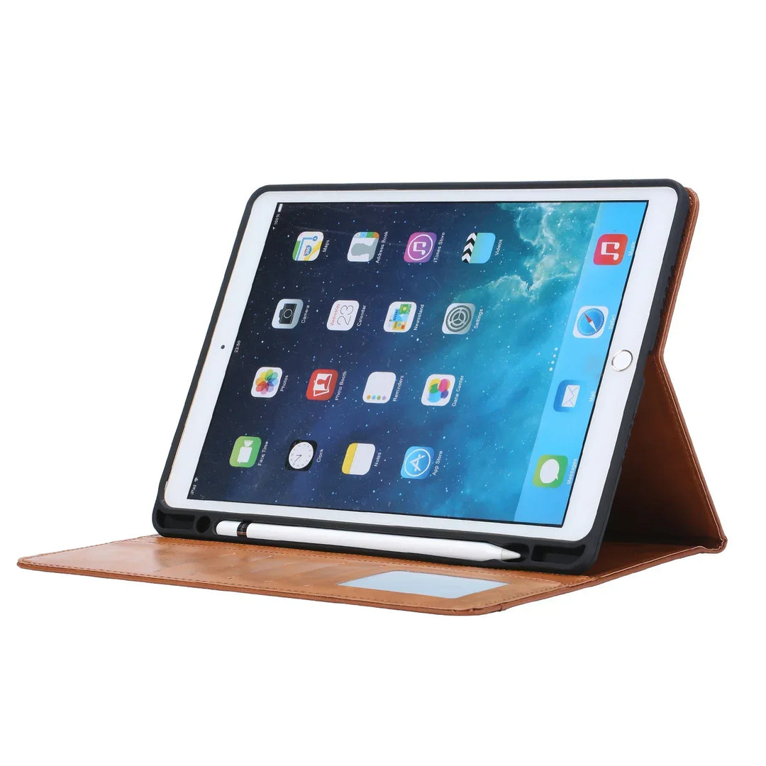 Lisslune | Leather Flip Case for iPad 9.7 (2017-2018), 10.2 (7th/8th Gen), Air 2/3/4, Pro 9.7/10.5/11 - Waterproof, Shockproof, Business Tablet Case