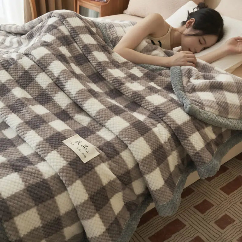 Rynx Winter blanket throw soft chenille yarn knitted blanket knitted throw blanket for couch bed warm sleeping blanket