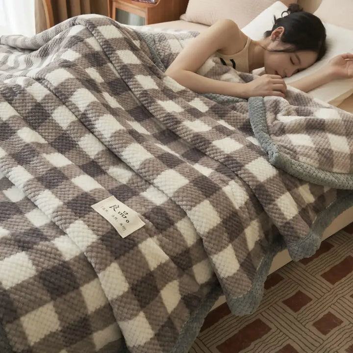 Rynx Winter blanket throw soft chenille yarn knitted blanket knitted throw blanket for couch bed warm sleeping blanket