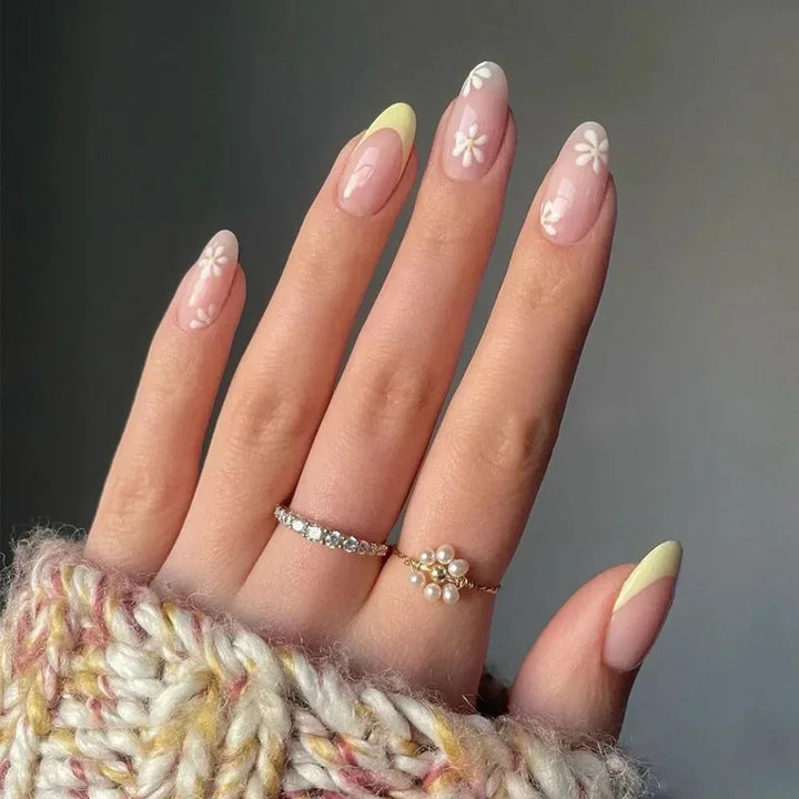 Rynx | Frosted Black Leaf Gold Glitter Powder Long Round Artificial Nails Purple Removable Ready to Stick Artificial Nails with Glue