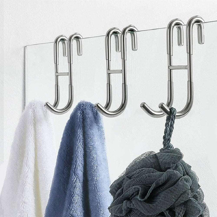 Lisslune | Stylish shower glass door hooks made of stainless steel with soft silicone grips - Pack of 2