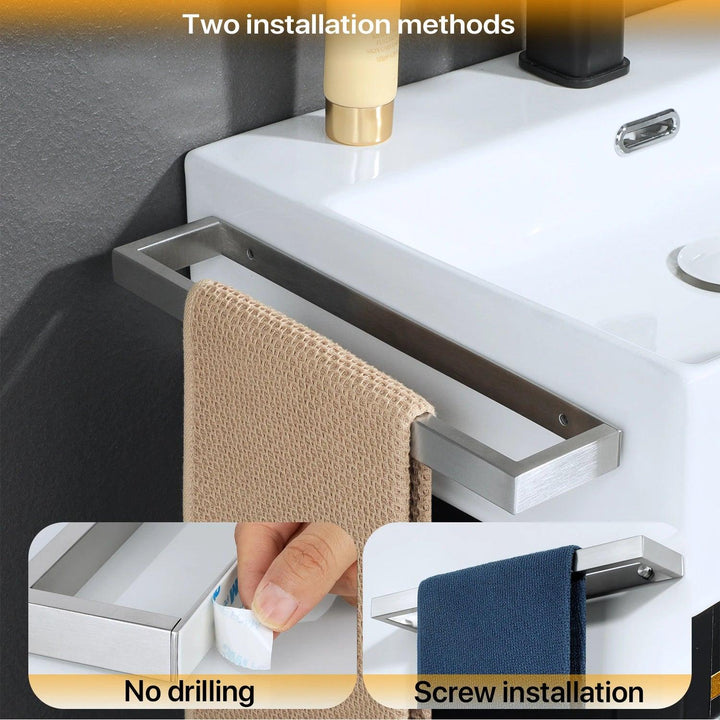 Lisslune | Versatile matte black stainless steel towel holder with adjustable size and flexible wall mounting