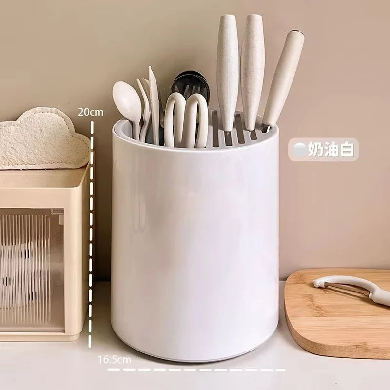 Rynx | Rotating Storage Rack Kitchen Counter Household Spoon Fork Chopsticks Knife Holder Household Dish Integrated Storage Rack