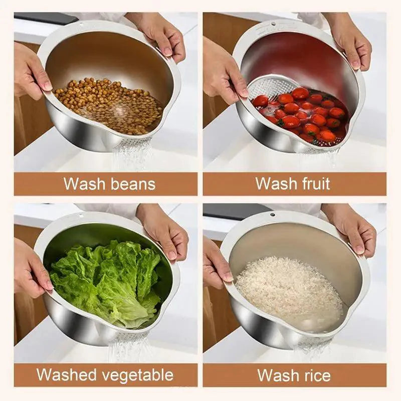Lisslune | Extra-large stainless steel sieve with innovative slanted design for effortless washing