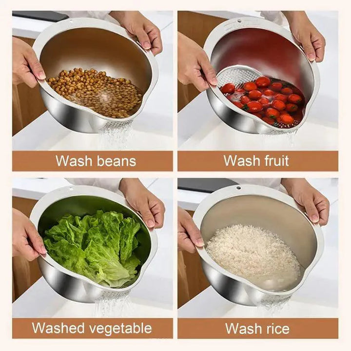 Lisslune | Extra-large stainless steel sieve with innovative slanted design for effortless washing