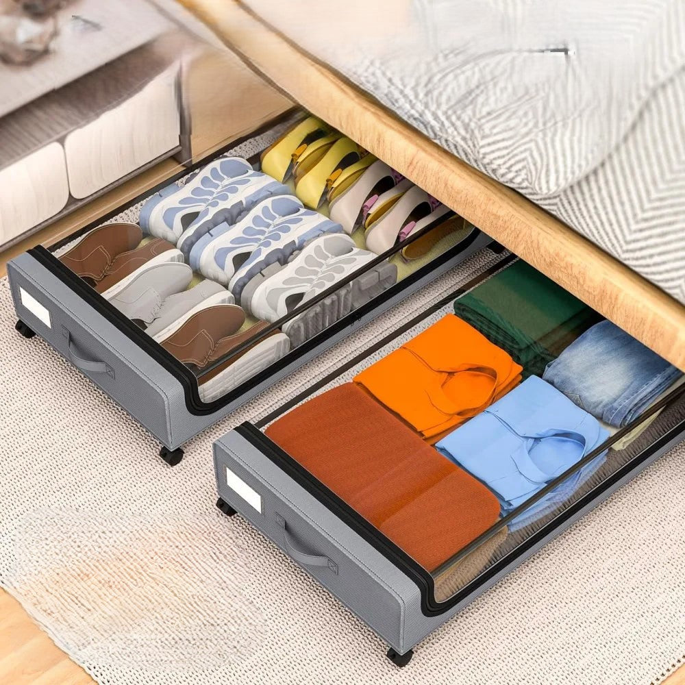 Lisslune | Under-bed storage stackable rolling box organizer