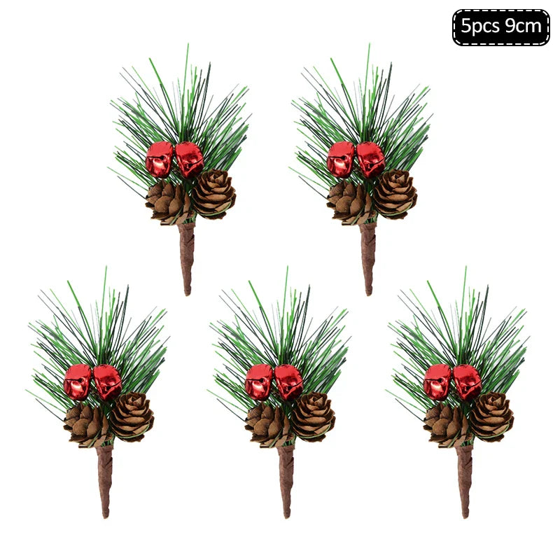Rynx 1Pack Christmas Pine Needles Branches Artificial Plant Christmas Tree Ornaments Decorations for Home DIY Wreath Gift Box Wedding Flowers