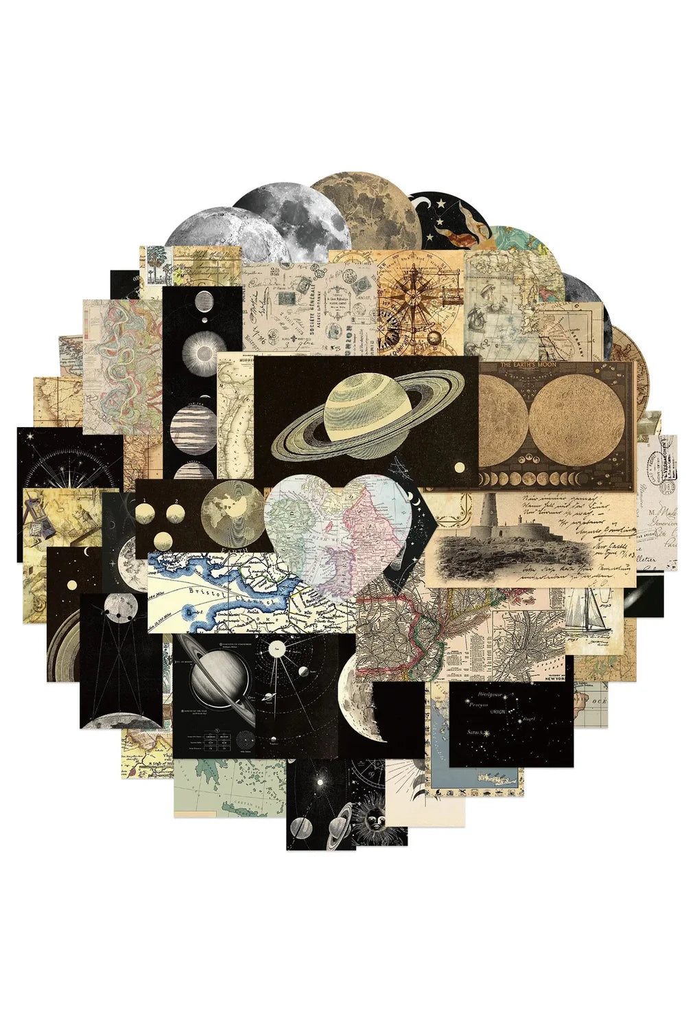 Lisslune | Planet map scrapbooking stickers