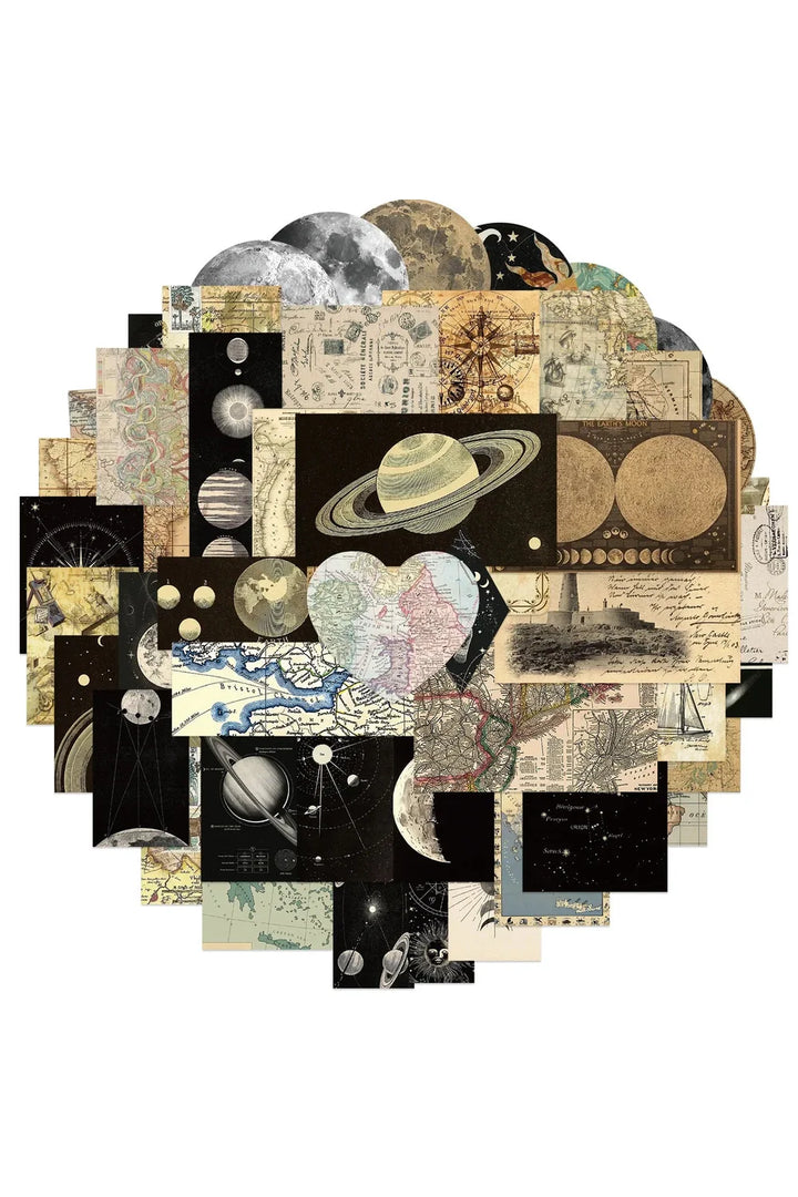 Lisslune | Planet map scrapbooking stickers
