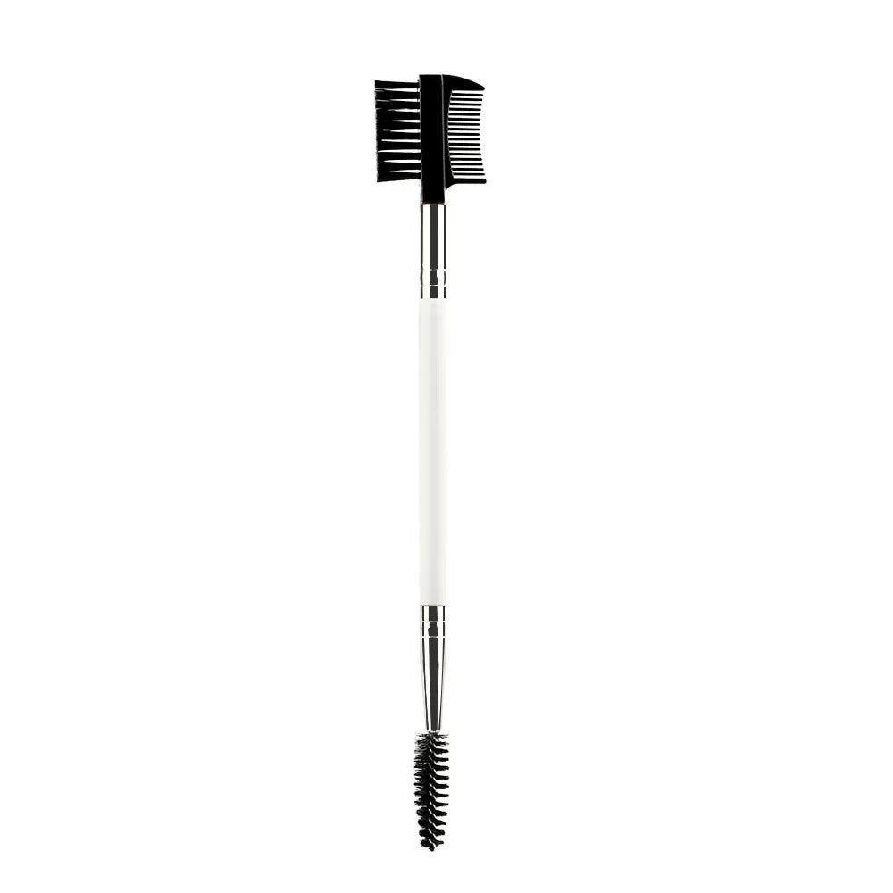 Rynx | Double-Sided Wooden Handle Eyebrow Brush Eyelash Brush 2 In 1 Professional Makeup Brush Eyelash Curler Diagonal Corner Brush
