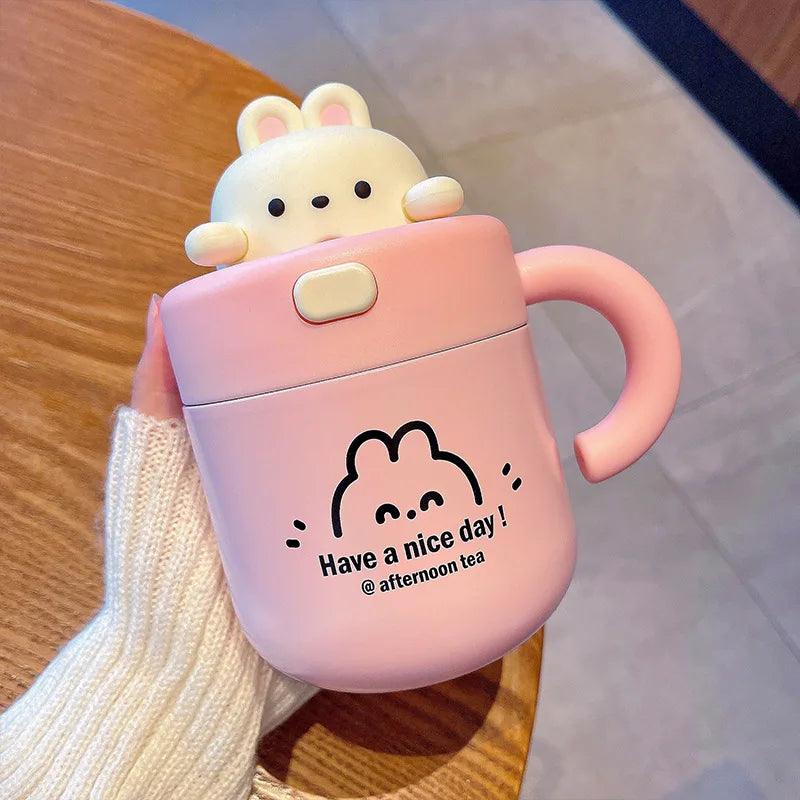 Lisslune | Shady Kawaii Bear Insulated Stainless Steel Travel Mug with Straw for All Your Drinks