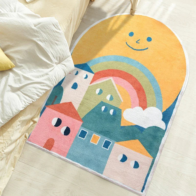 Rynx | Arch Cloud Living Room Rug Sweet Children's Room Rug Fluffy Soft Playroom Rug Oversized Cartoon Rug Wallpaper Carpet