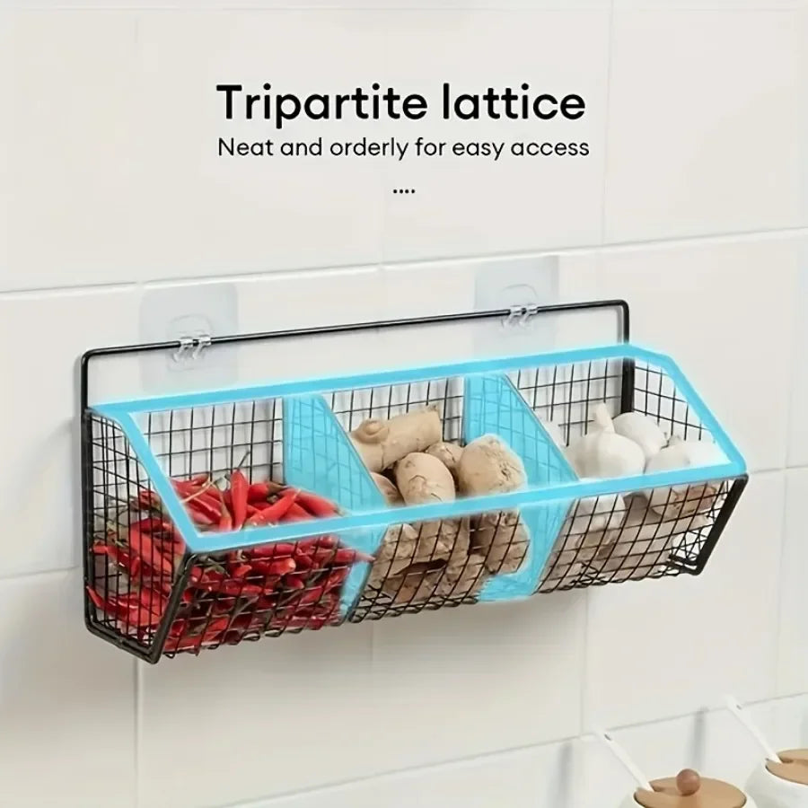 Rynx | Grid Kitchen Organizer Basket Wall Mounted Dish Drainboard Functional Fruit Vegetable Storage Kitchen Accessories