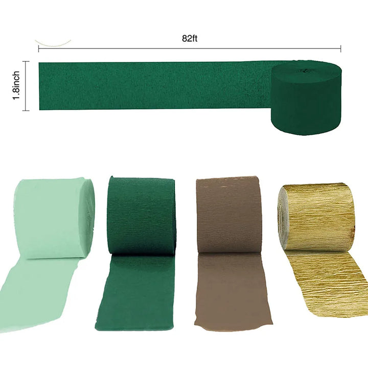 Rynx | 4 Rolls Crepe Paper Streamer Rolls Hanging Party Decoration Jungle Safari Birthday Decoration Wedding Birthday Party Background Streamer