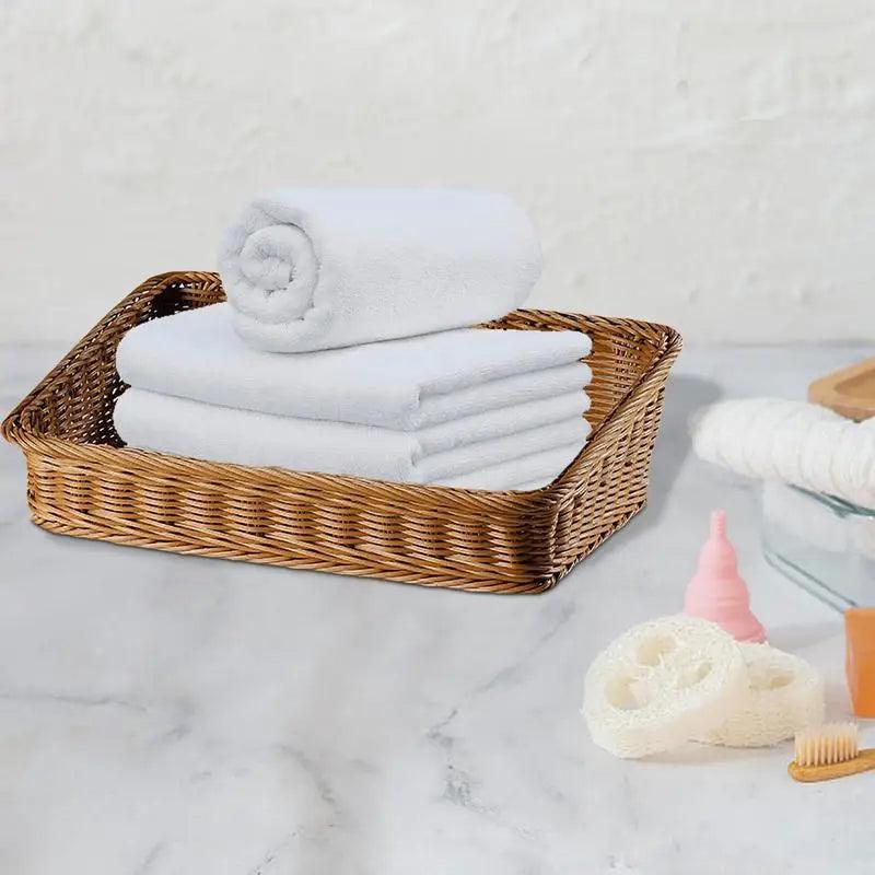 Lisslune | Stylish Woven Rattan Storage Tray with Practical Handles