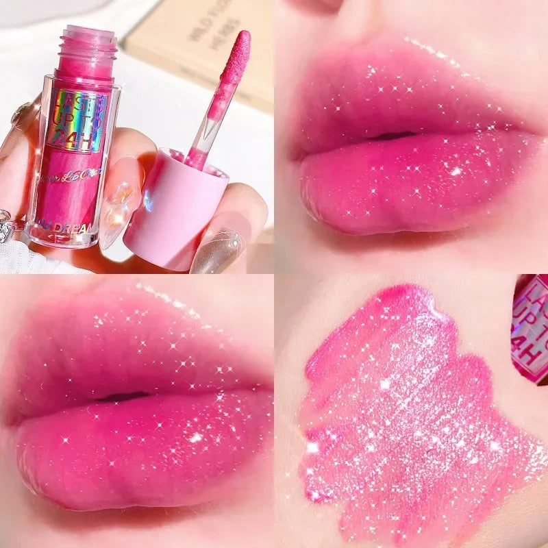 Rynx | Water Glitter Lip Oil Honey Liquid Lipstick Color Change Plumping Lip Lacquer Tint Crystal Clear Texture Lip Balm Korean Makeup
