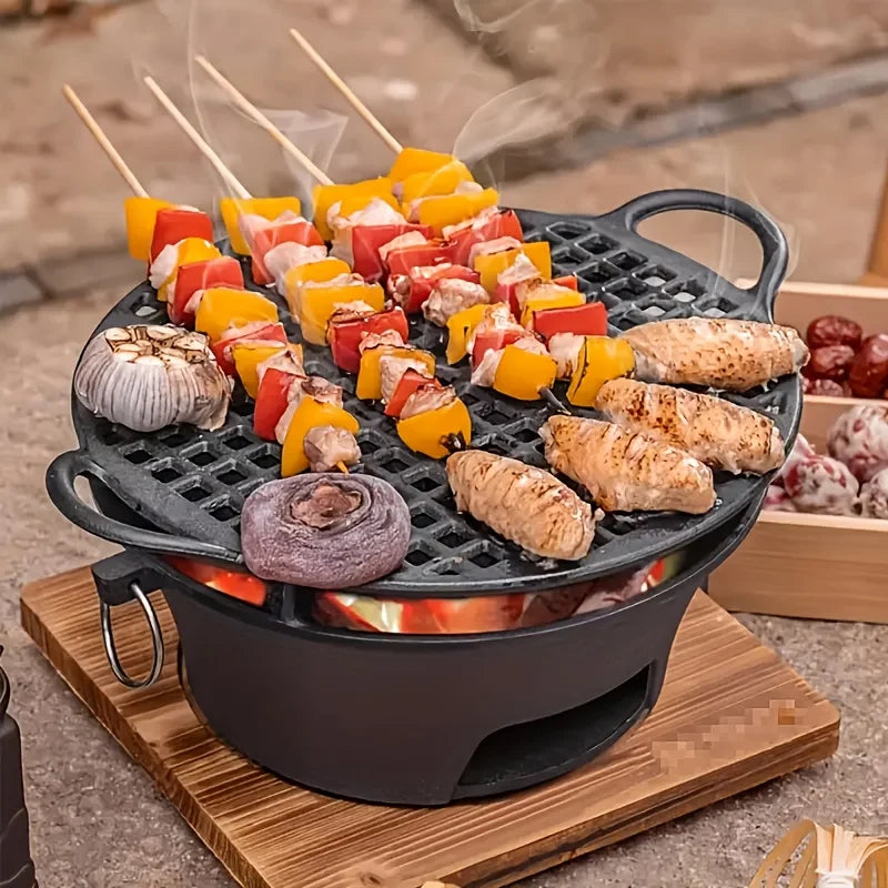 Lisslune | Rundgrill, tragbarer Campingkocher, Picknickgrill, Familiencamping, Desktop kleiner Kohlen-Grill