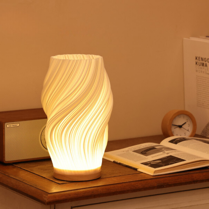 Lisslune | VelaLume - Reliable table lamp with wavy shade design