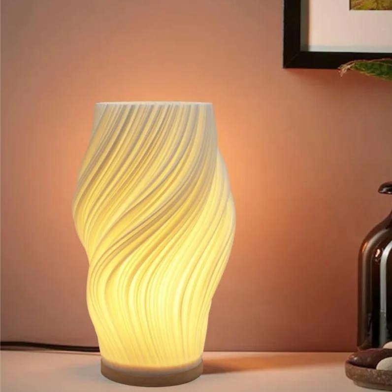 Lisslune | LunaSwirl | Luxury Modern Swirl LED Table Lamp – Elegant Ambient Lighting