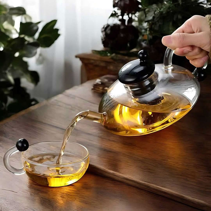 Lisslune | Glass Teapot Set with Built-In Filter and Cups