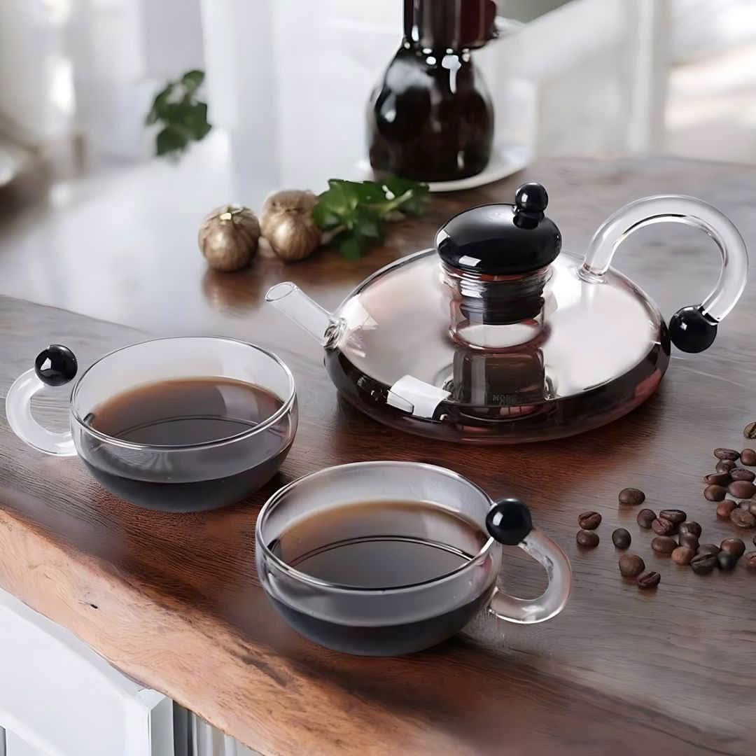 Lisslune | Glass Teapot Set with Built-In Filter and Cups