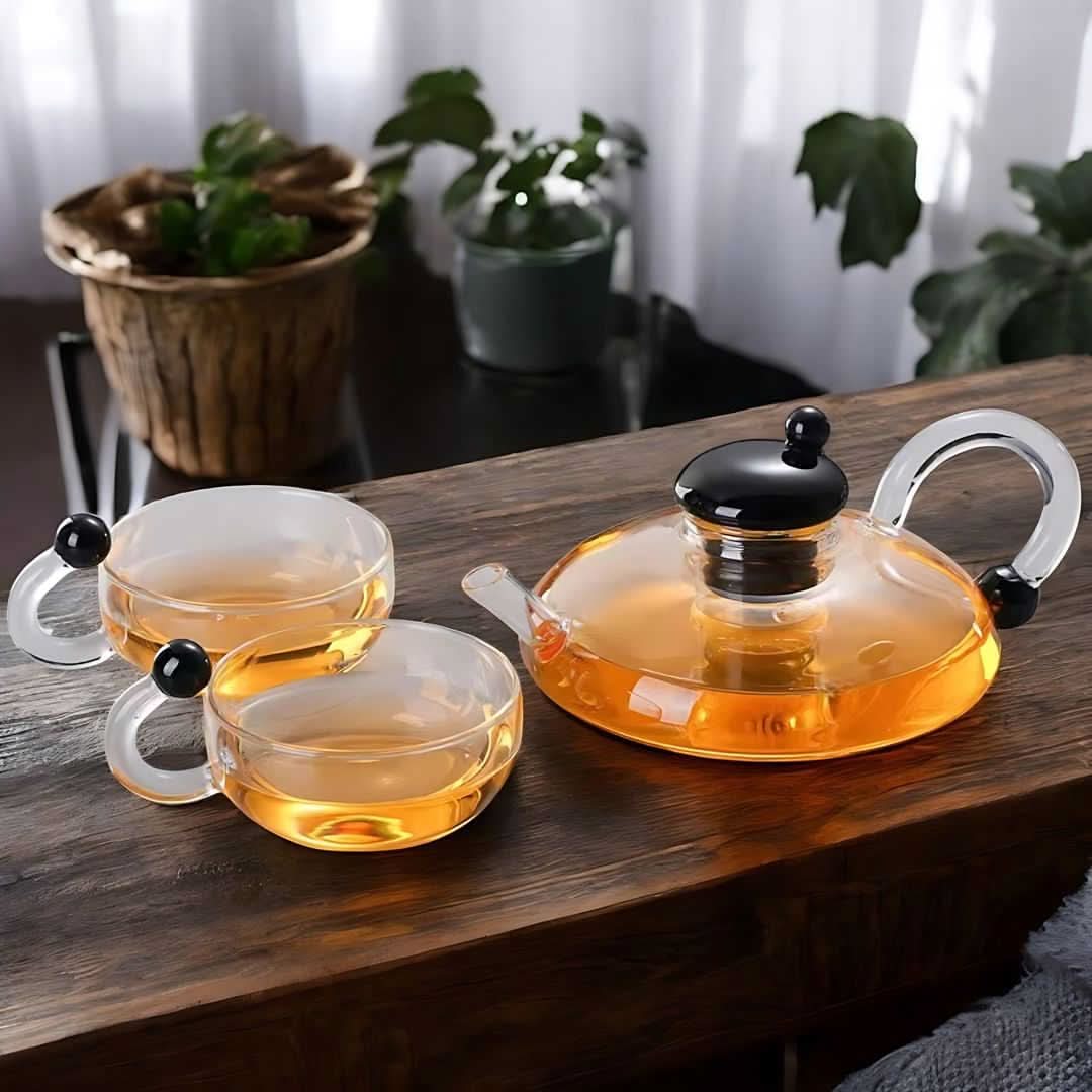 Lisslune | Glass Teapot Set with Built-In Filter and Cups
