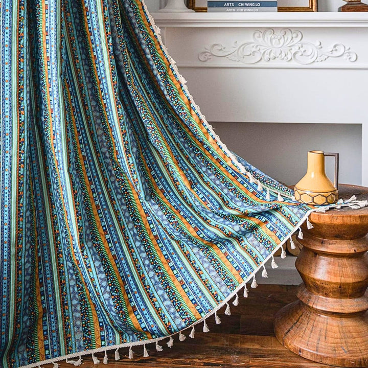 Lisslune | Serina Boho Striped Tassel Curtain for Living Room Window