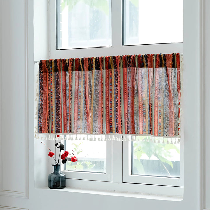 Lisslune | Serina Boho Striped Tassel Curtain for Living Room Window