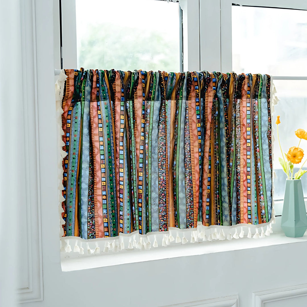 Lisslune | Serina Boho Striped Tassel Curtain for Living Room Window