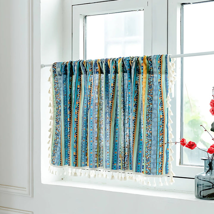 Lisslune | Serina Boho Striped Tassel Curtain for Living Room Window