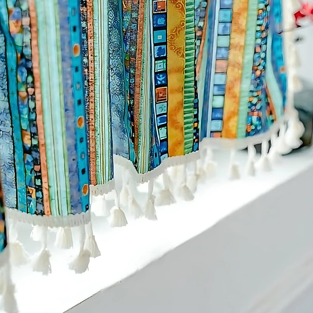 Lisslune | Serina Boho Striped Tassel Curtain for Living Room Window