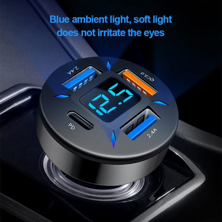 Lisslune | Smart Multi-Port Car Charger with LED Battery Monitoring and Fast Charging Function