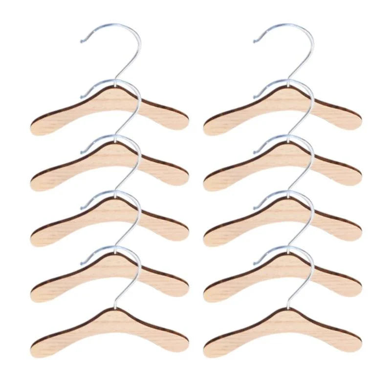 Lisslune | 10-piece wooden dog clothing hangers - Sturdy and lightweight organizers for pet clothing