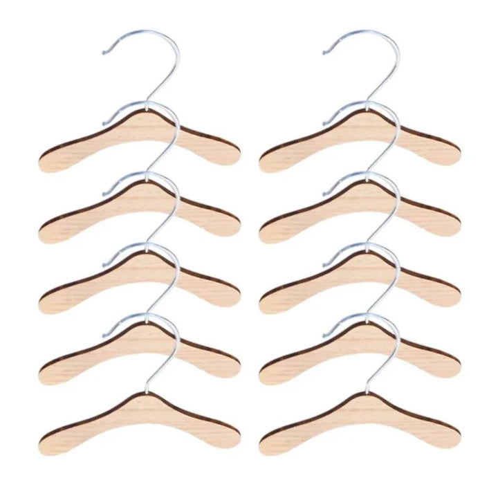 Lisslune | 10-piece wooden dog clothing hangers - Sturdy and lightweight organizers for pet clothing