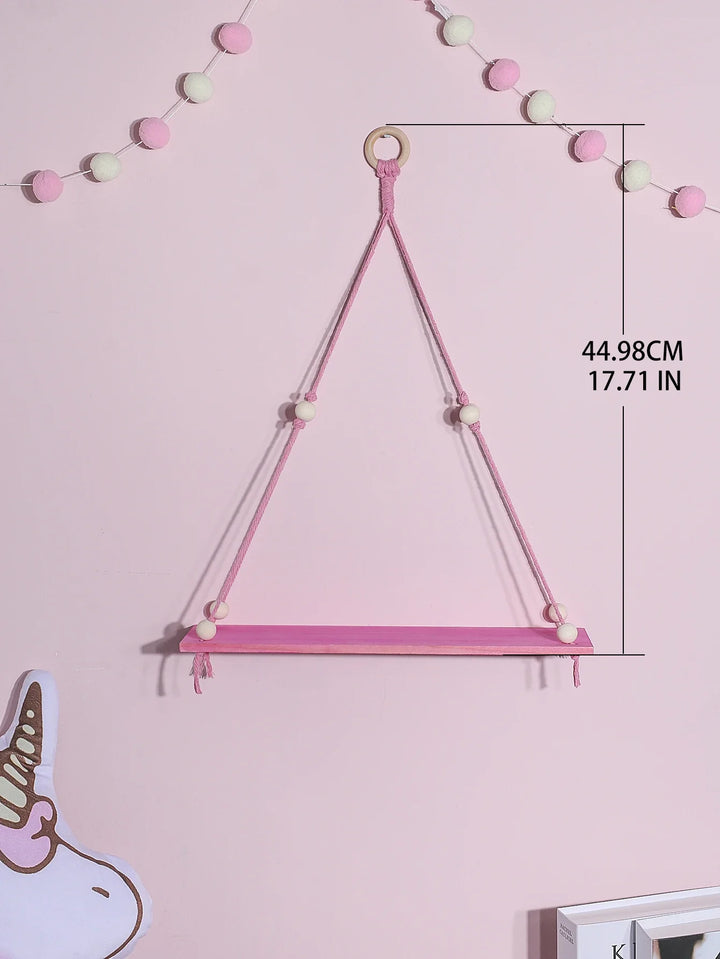 Rynx | Pink Wood Shelf Hanging Decoration Display Stand Wall Decoration Floating Shelf Nordic Room Decoration Aesthetic for Girls Children's Room
