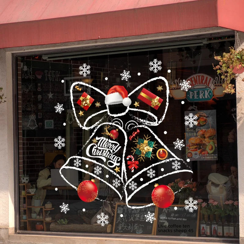 Lisslune | WinterBell Christmas Window Stickers – Reusable PVC Window Decoration with Festive Bell Design