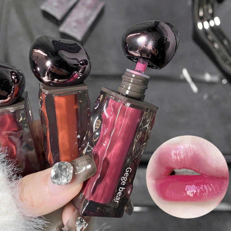 Rynx | Dark Purple Lipgloss Water Light long-lasting clear moisturizing Mirror Pink Peach Lip Tint non-sticky Cup liquid lipstick Makeup