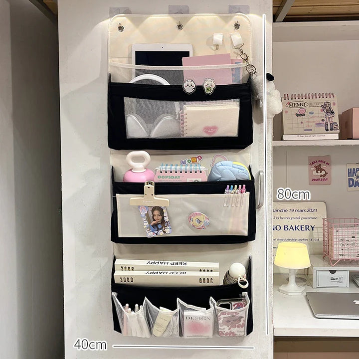 Rynx | Multi-layer Fabric Storage Hanging Bag Organizer Large Capacity Pockets Folding Knickknack Stationery Jewelry Hanging Case