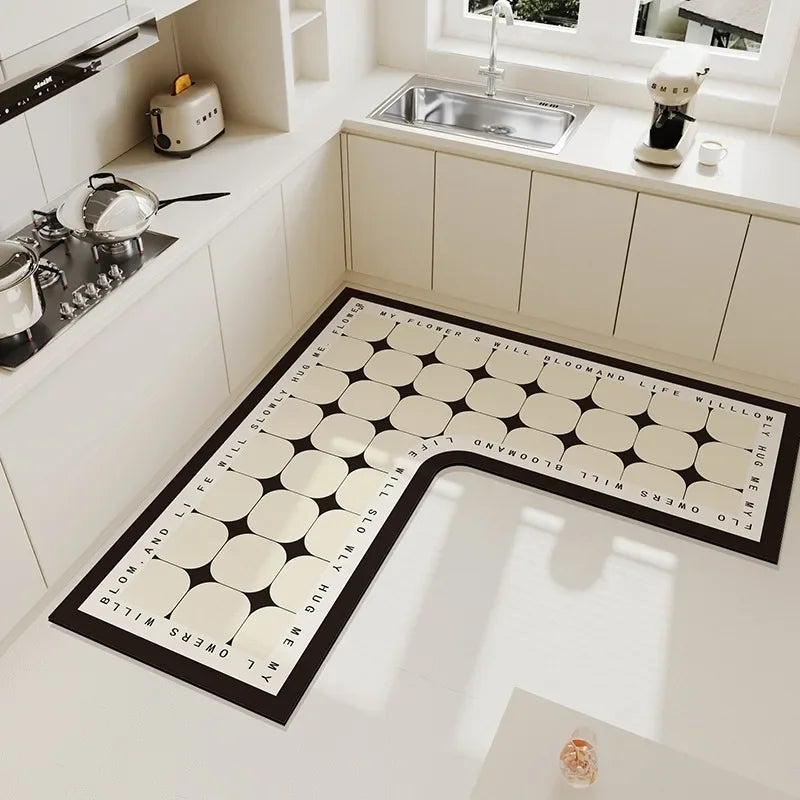 Rynx | Kitchen Rug L-Shape Floor Mat Non-Slip Mats Water Absorbent Quick Drying Kitchen Carpet